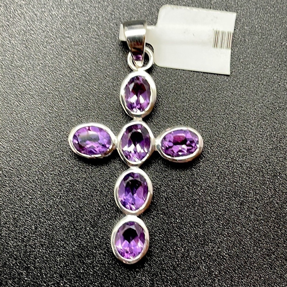 NWT Genuine Amethyst and Sterling Silver Heart Pendant